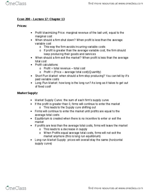 ECON 200 Lecture Notes - Lecture 17: Fixed Cost, Average Variable Cost, Marginal Revenue thumbnail