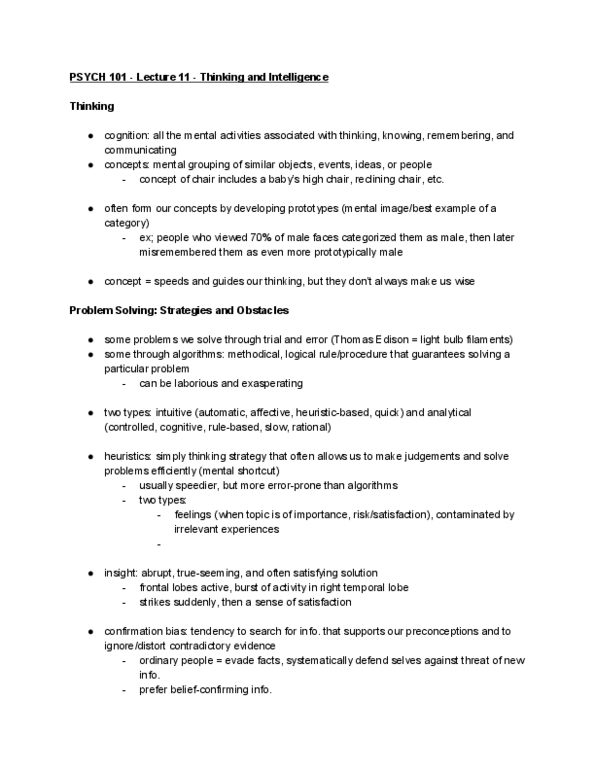 PSYCH101 Lecture Notes - Lecture 11: African Grey Parrot, Automatic Enrolment, Satoshi Kanazawa thumbnail