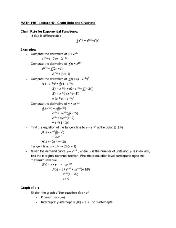 MATH 110 Lecture Notes - Lecture 40: Asymptote, Demand Curve, Inflection thumbnail