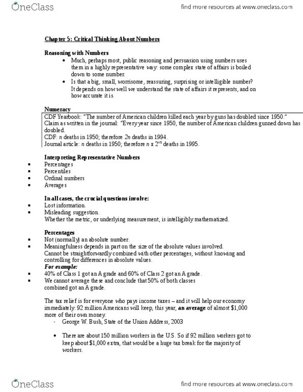 PHIL 210 Lecture Notes - Lecture 5: Spurious Relationship, Misleading Graph, Percentile thumbnail