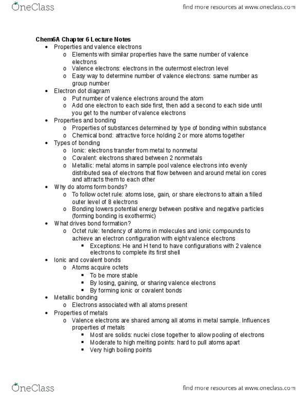CHEM 6A Lecture Notes - Lecture 11: Ionic Bonding, Ionic Compound, Electron Configuration thumbnail