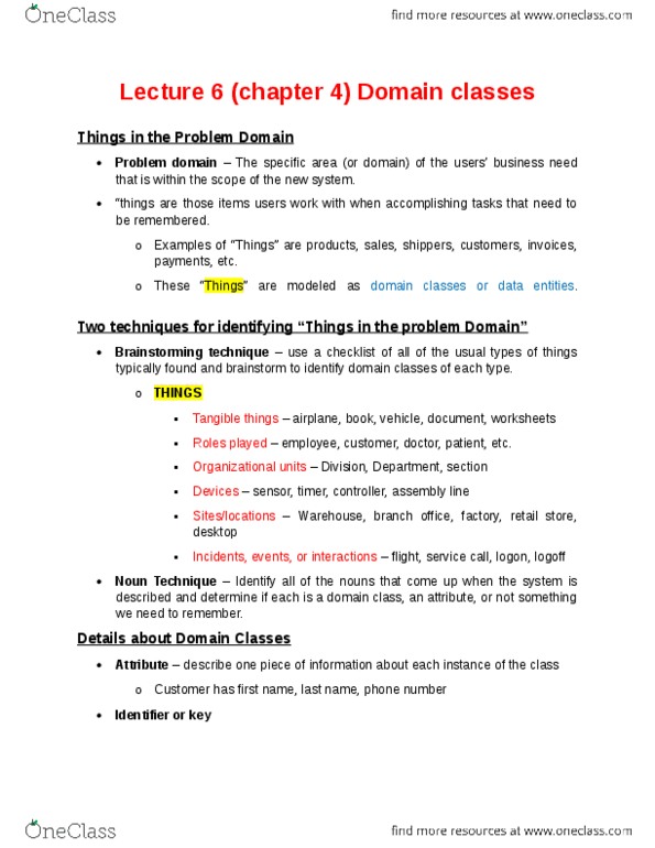 ITM 305 Lecture Notes - Lecture 9: Abstract Type, Class Diagram, Problem Domain thumbnail