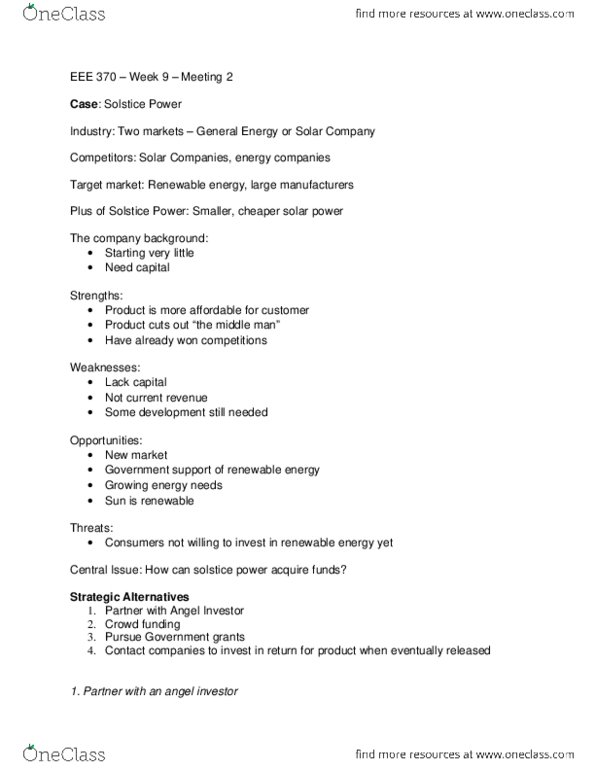EEE 370 Lecture Notes - Lecture 9: Cash Flow, Angel Investor, Renewable Energy thumbnail