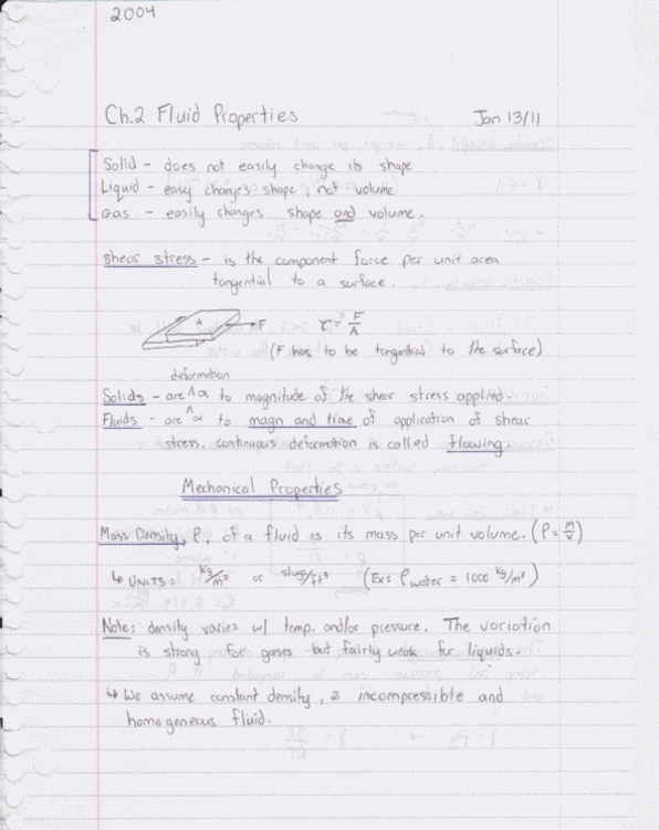 CIVENG 2O04 Chapter Notes - Chapter 2: Newtonian Fluid, Bulk Modulus, Jeotgal thumbnail