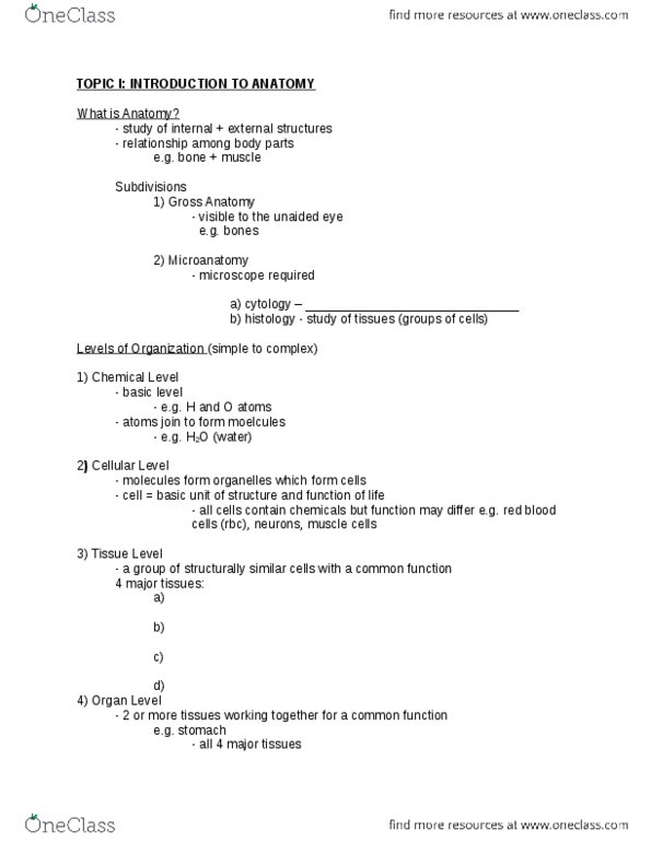 BIOL 1411 Lecture Notes - Lecture 1: Histology, Bronchus, Trachea thumbnail