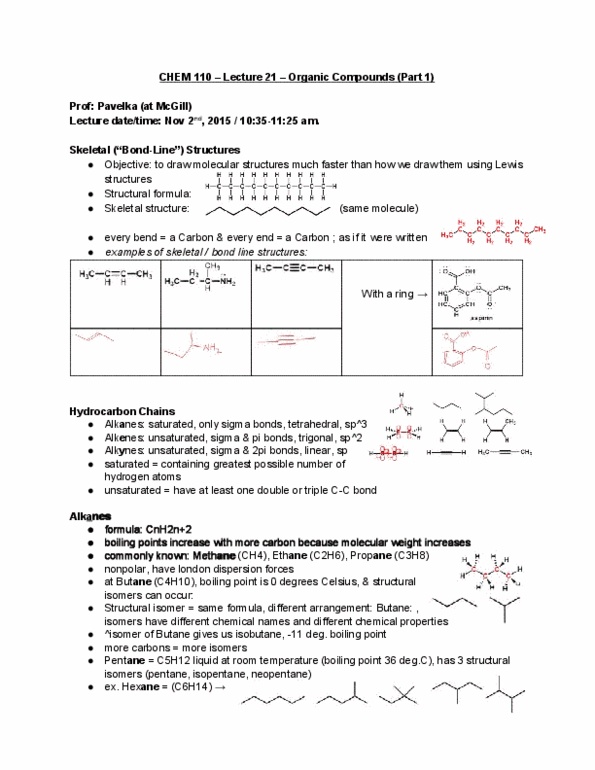 CHEM 110 Lecture Notes - Lecture 21: Neopentane, Hexane, Structural Isomer thumbnail