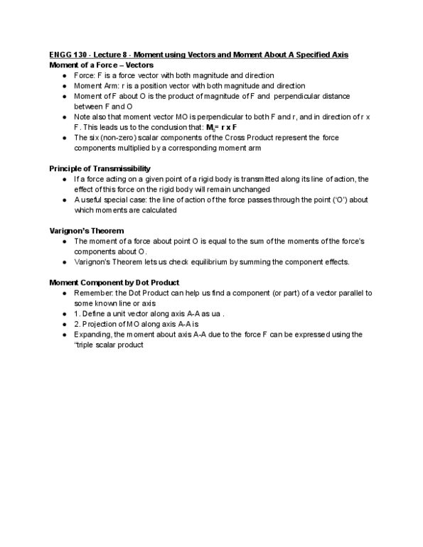 ENGG130 Lecture Notes - Lecture 8: Unit Vector, Triple Product, Dot Product thumbnail