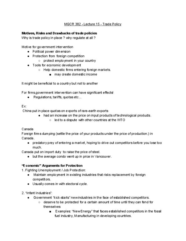 MGCR 382 Lecture 15: Trade Policy thumbnail