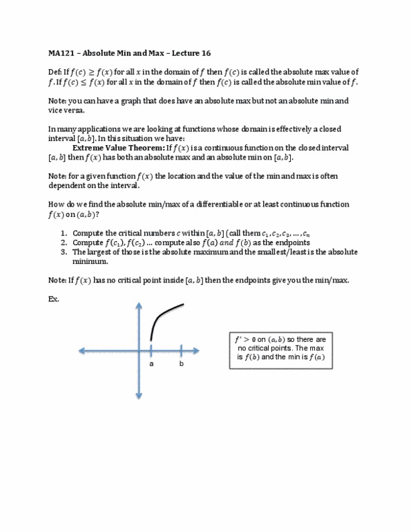 CAS MA 121 Lecture 16: Absolute Min and Max thumbnail