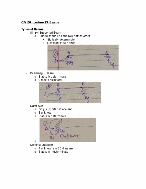 CIV100H1 Lecture Notes - Lecture 23: Linear Function, Shear And Moment Diagram, Bending Moment thumbnail