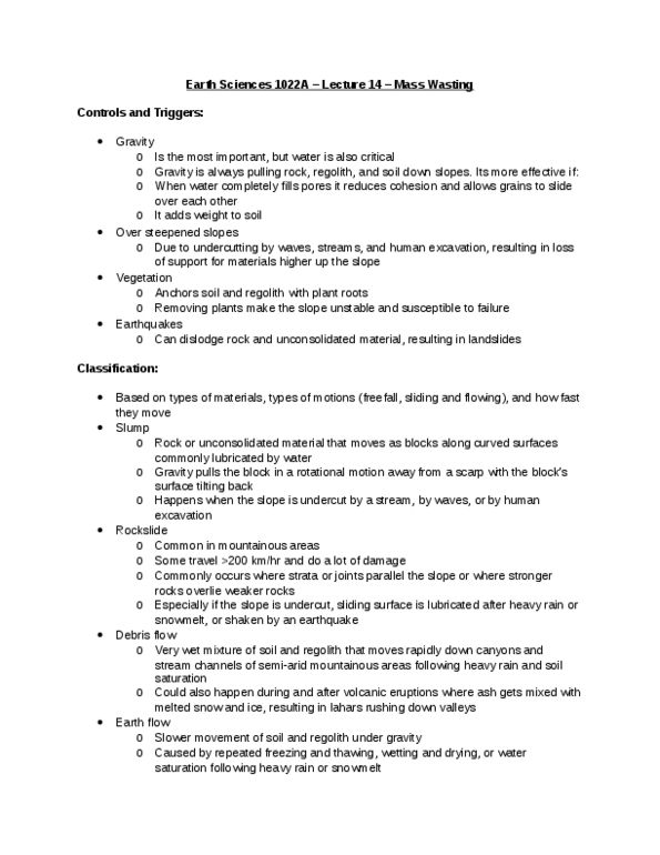 Earth Sciences 1022A/B Lecture Notes - Lecture 14: Permafrost, Regolith thumbnail