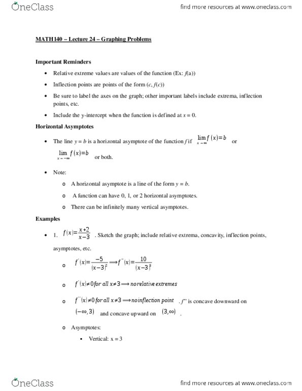 MATH 140 Lecture 24: Graphing Problems thumbnail