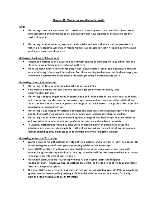 HLTC02H3 Chapter Notes - Chapter 11&12: Prohibition Of Drugs, Single Parent, Henry Morgentaler thumbnail