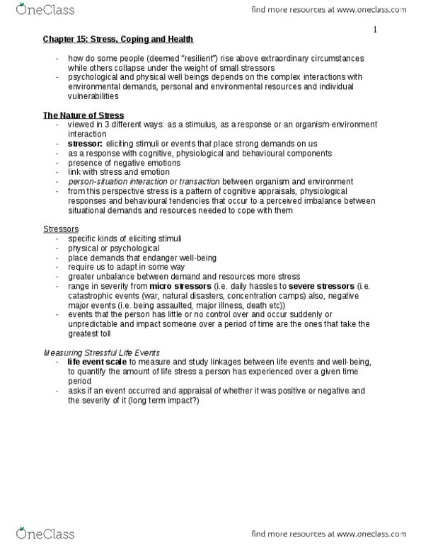 Psychology 1000 Chapter Notes - Chapter 15: Executive Functions, Stimulus Control, Endangerment thumbnail