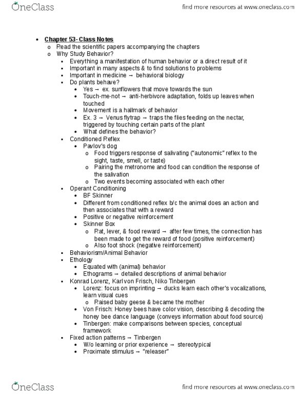 CAS BI 107 Chapter Notes - Chapter 53: Diminishing Returns, Conservation Biology, Wild Type thumbnail