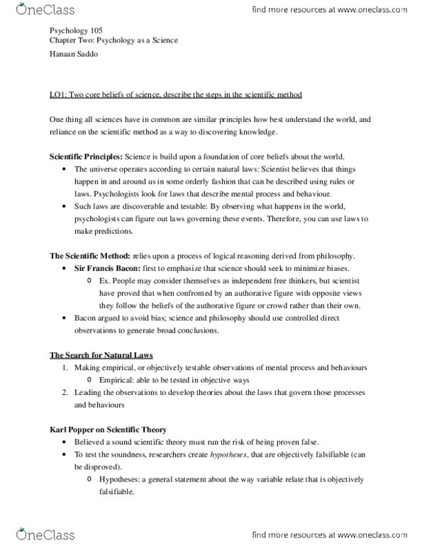 PSY 105 Lecture Notes - Lecture 2: Liquid Oxygen, Hawthorne Effect, Standard Deviation thumbnail