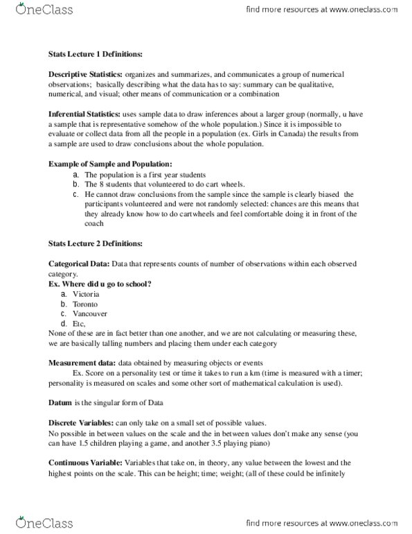 PSYC 300A Lecture Notes - Lecture 1: Normal Distribution, Kurtosis, Histogram thumbnail