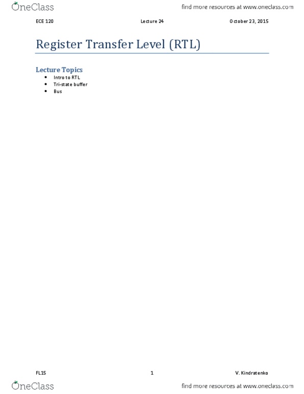 ECE 120 Lecture Notes - Lecture 24: Out 1, Sequential Logic, Register Transfer Language thumbnail