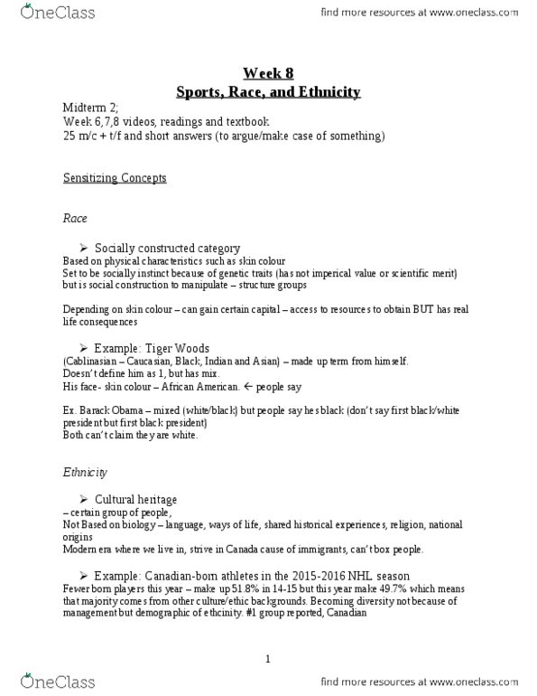 SOC 505 Lecture Notes - Lecture 8: Daniel Snyder, Inta, Warini thumbnail