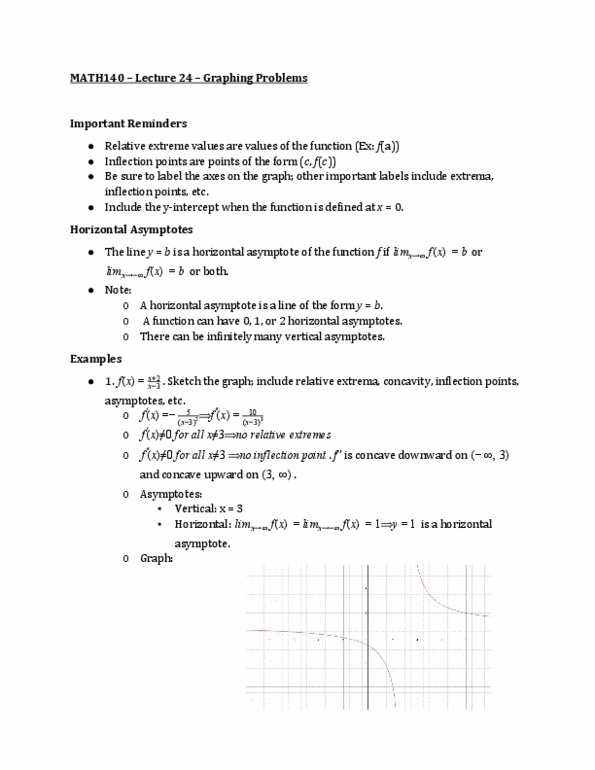 MATH 140 Lecture Notes - Lecture 24: Asymptote, Inflection thumbnail
