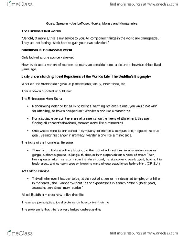 RELIGST 1B06 Lecture Notes - Lecture 16: Buddhacarita thumbnail