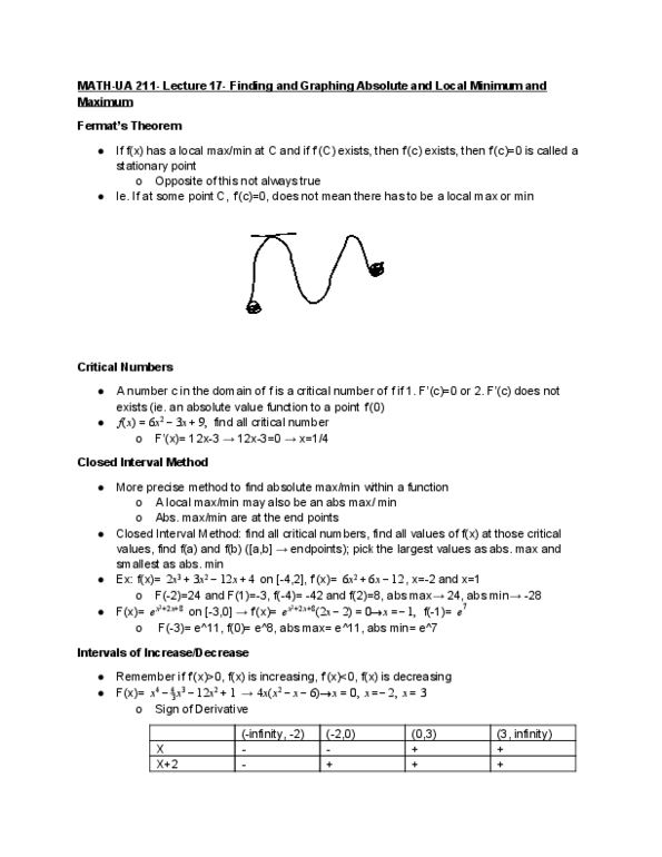 MATH-UA 211 Lecture Notes - Lecture 17: Minimax, Stationary Point, If And Only If thumbnail