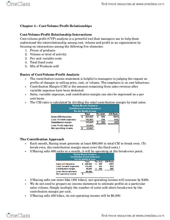 ADM 2341 Lecture Notes - Lecture 4: Earnings Before Interest And Taxes, Contribution Margin, Income Statement thumbnail