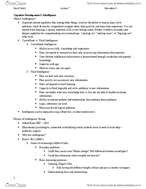 PSYCH 2AA3 Lecture Notes - Lecture 7: Standard Deviation, Heritability, Stereotype Threat thumbnail