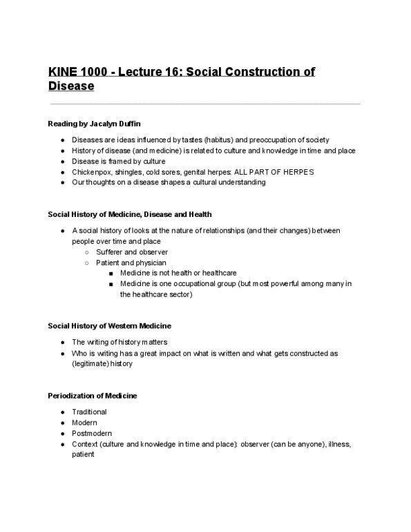 KINE 1000 Lecture Notes - Lecture 16: Herpes Labialis, Phlegm, Barber Surgeon thumbnail