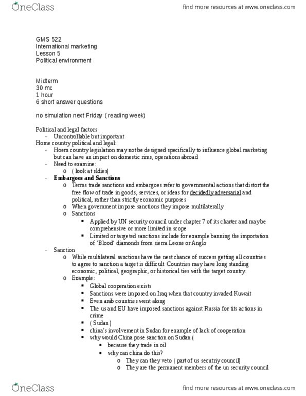 GMS 522 Lecture Notes - Lecture 5: Remittance, Nuclear Weapons Delivery, Business Standard thumbnail