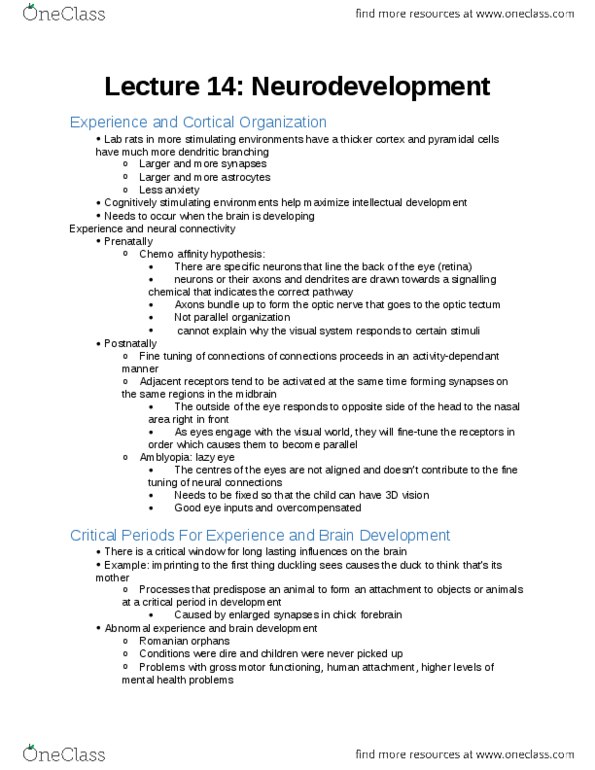 NEUR 2200 Lecture Notes - Lecture 4: Ventricular System, Attention Deficit Hyperactivity Disorder, Cerebral Palsy thumbnail