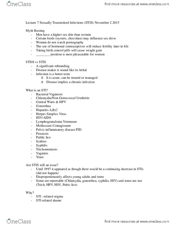 HSCI 120 Lecture Notes - Lecture 7: Headache, Antibiotics, Itch thumbnail