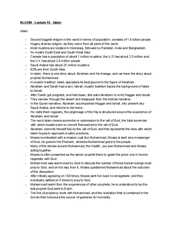 RLG100Y1 Lecture Notes - Lecture 15: Quraysh thumbnail