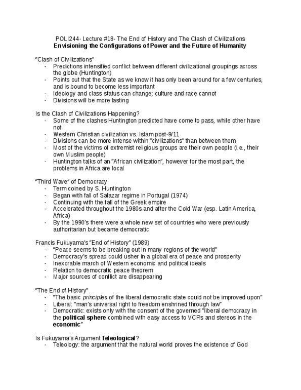 POLI 244 Lecture Notes - Lecture 18: Role Of Christianity In Civilization, Teleology, Invisible Hand thumbnail