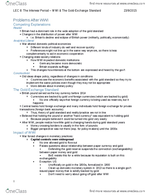 POLI 445 Lecture Notes - Lecture 8: Exchangeable Random Variables, Materiel, Capital Control thumbnail