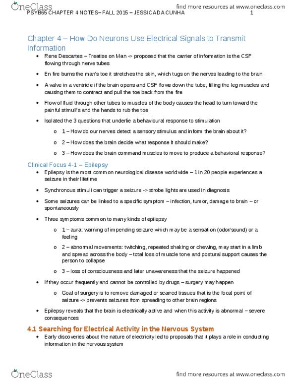 PSYB65H3 Chapter Notes - Chapter 4: Hermann Von Helmholtz, Luigi Galvani, Richard Caton thumbnail