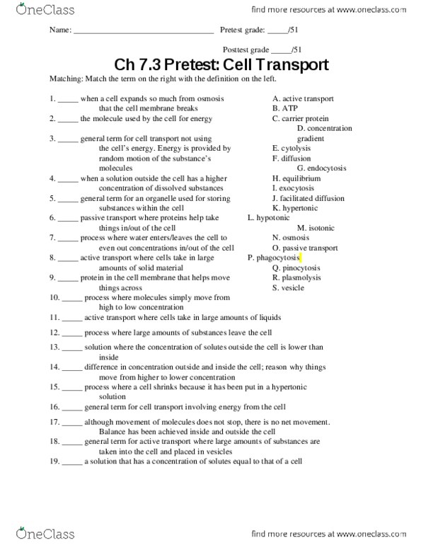 MATH 1203C Lecture Notes - Lecture 3: Membrane Transport Protein, Facilitated Diffusion, Cytolysis thumbnail