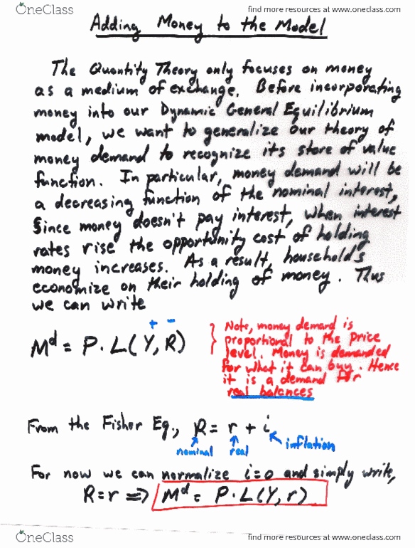 ECON 305 Lecture Notes - Lecture 7: Money Mark, Chlordiazepoxide, Money Supply thumbnail