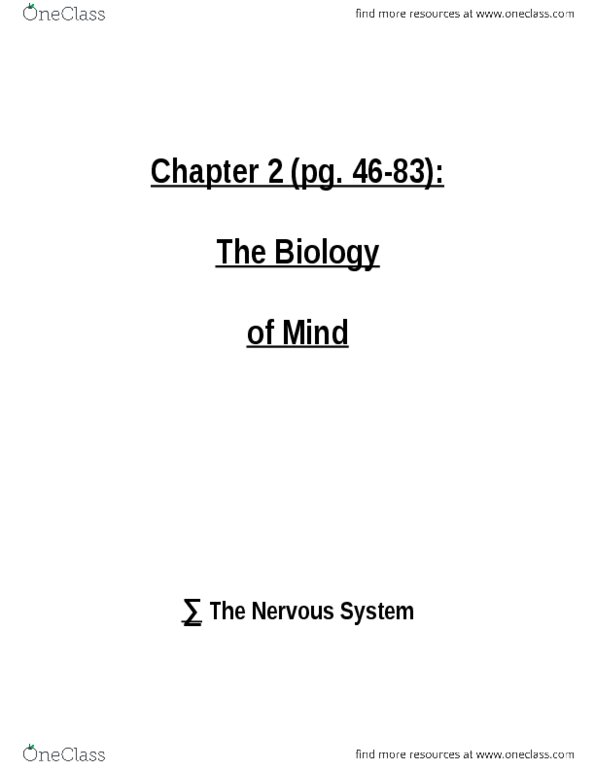 PSY 1101 Chapter Notes - Chapter 2: Peripheral Nervous System, Homeostasis, Reward System thumbnail