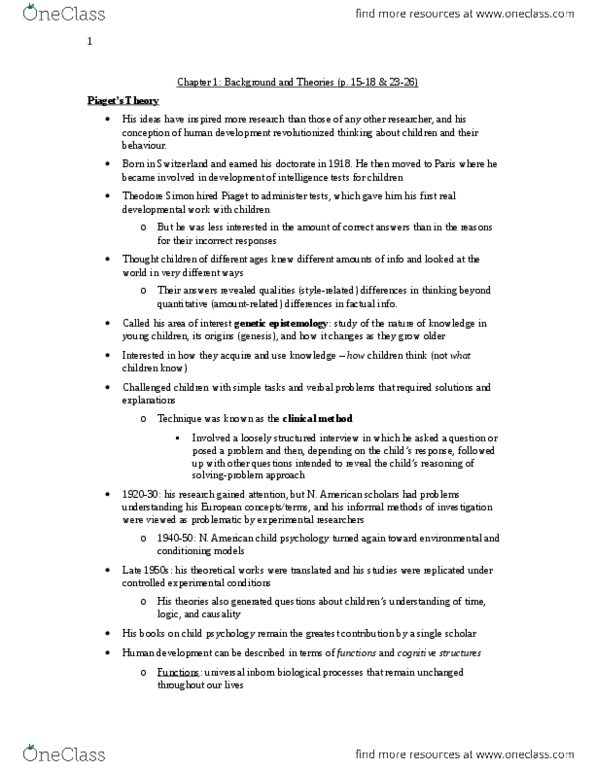 PSY 2105 Chapter Notes - Chapter 1: Structured Interview, Unruly Child, Fixed Action Pattern thumbnail