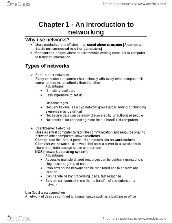 ITM 301 Chapter Notes - Chapter 1: Sneakernet, Computer Network, Unified Communications thumbnail