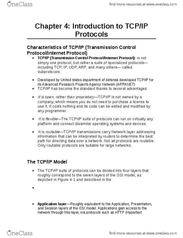 ITM 301 Chapter Notes - Chapter 4: User Datagram Protocol, Internet Control Message Protocol, Internet Message Access Protocol thumbnail