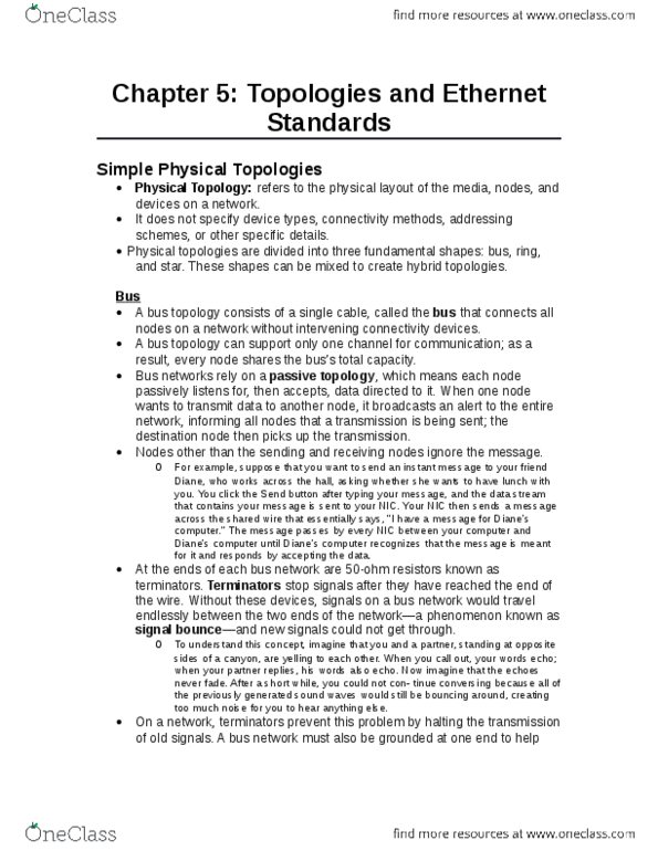 ITM 301 Chapter Notes - Chapter 5: Star Network, Channel (Communications), Novell thumbnail