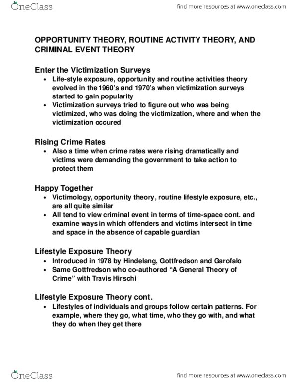 CRIM 101 Lecture Notes - Lecture 7: Victimology thumbnail