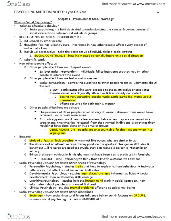 Psychology 2070A/B Chapter 1--13: Psychology 2070a All chapter notes thumbnail