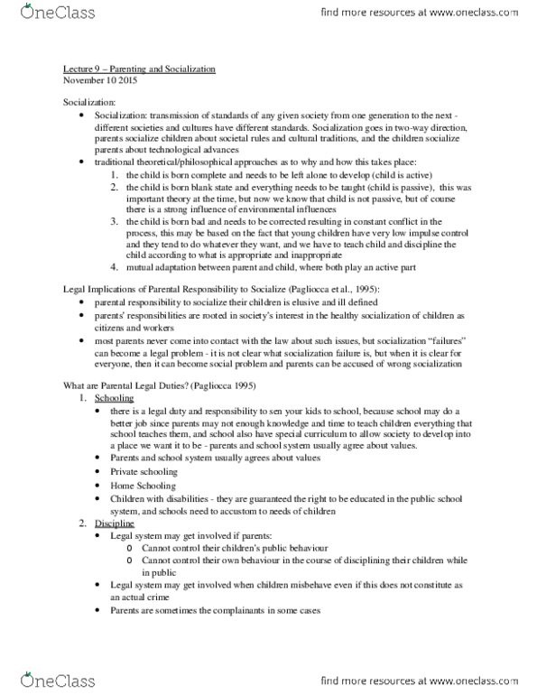 PSY311H5 Lecture Notes - Lecture 8: Neede, Parenting Styles, Posttraumatic Stress Disorder thumbnail