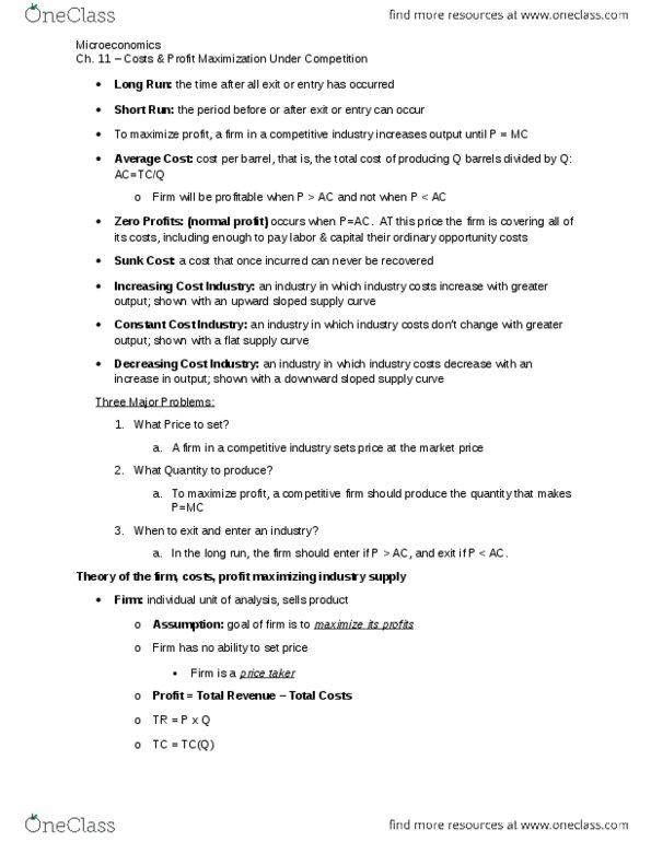 ECON 201 Lecture Notes - Lecture 11: Market Power, Marginal Cost, Variable Cost thumbnail