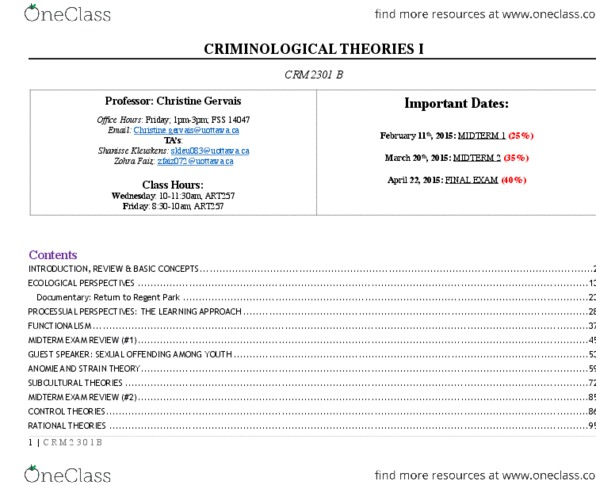 CRM 2301 Final: CRM2301B Class And Final Notes - OneClass