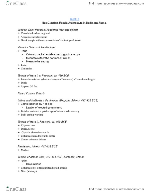 ARTH 120 Lecture Notes - Lecture 3: Ancient Greek Temple, Corinthian Order, Athenian Democracy thumbnail