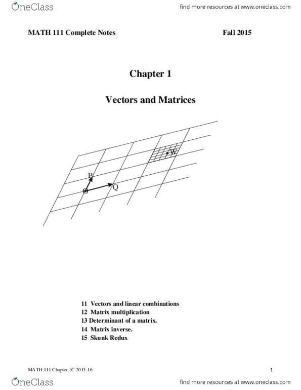 MATH 111 Chapter Notes - Chapter 1: Linear Combination, Invertible Matrix, Main Diagonal thumbnail